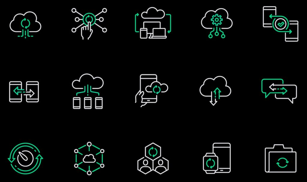 Depictions of various cloud computing processes