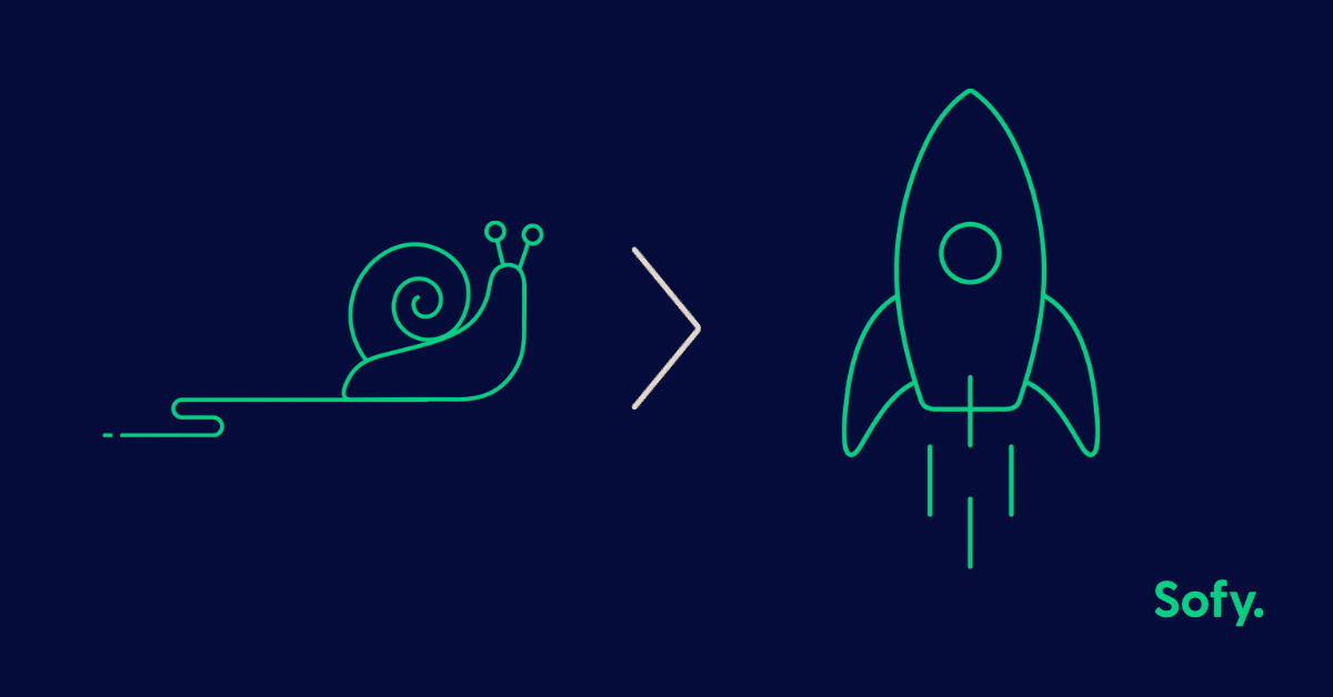 An image of a snail compared to a rocket ship