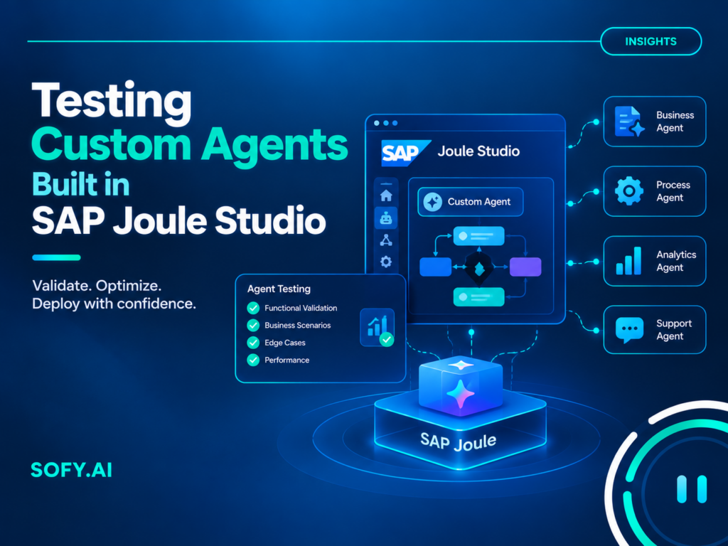 testing custom SAP Joule agents Joule Studio agent builder · Joule agent grounding · MCP servers in Joule Studio · custom Joule agent regression testing